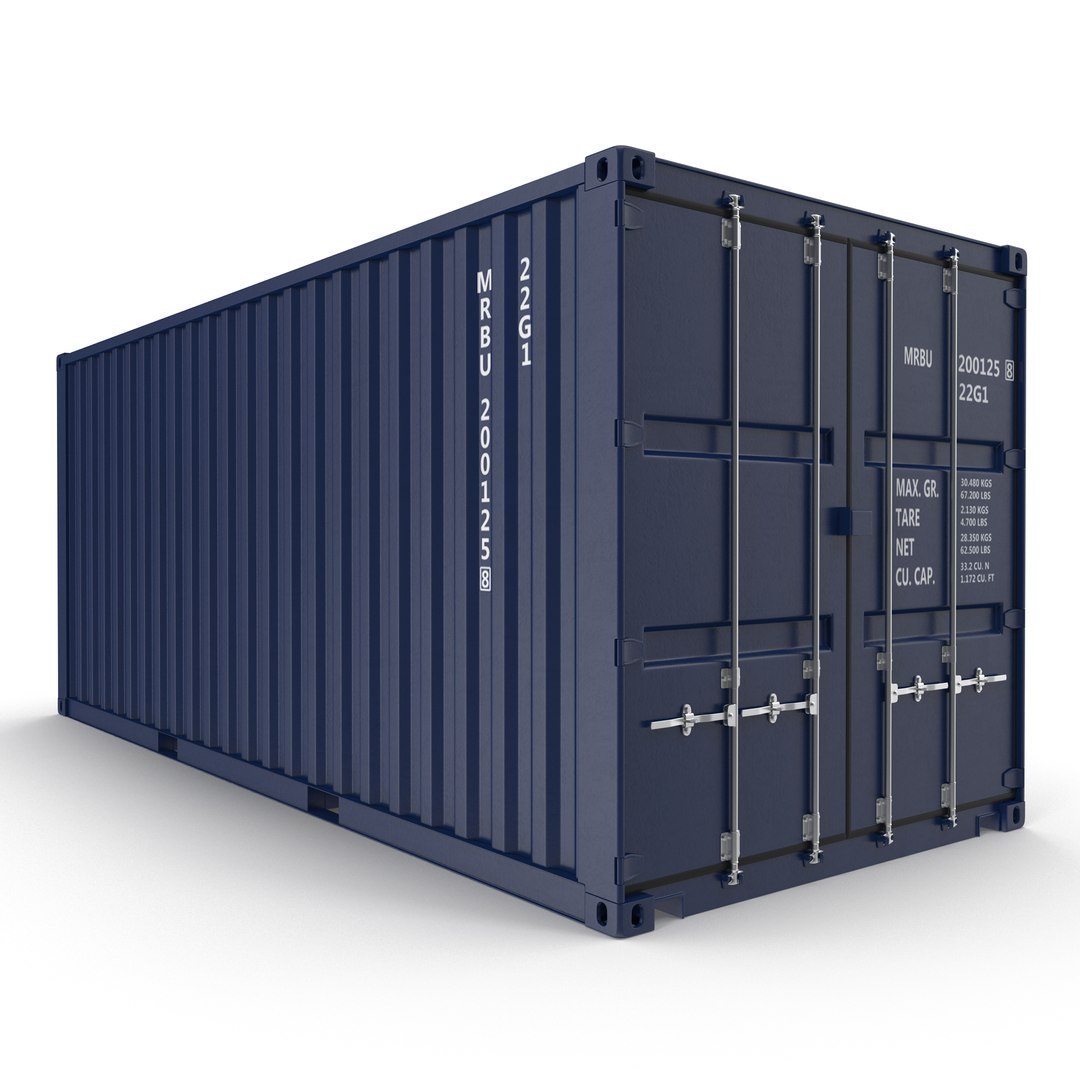 20 ft ISO Container Blue 2 3D model preview