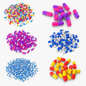 Pile Of Pill Capsules Collection 3D model