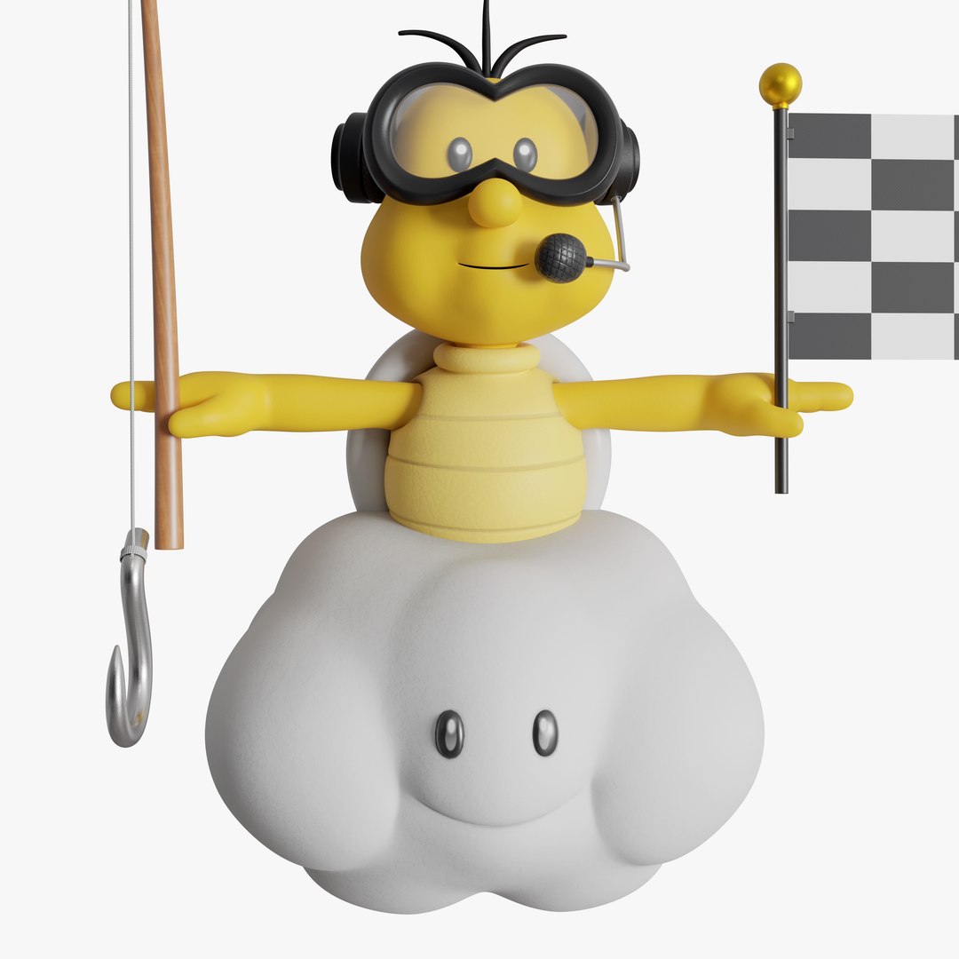 cloud with fishing pole super mario Nintendo Lakitu 4 Articulated Figure | Super Mario 4 Inch Action Figure World Of Nintendo Wave 15 Lakitu with Fishing Pole (FlipaClip)