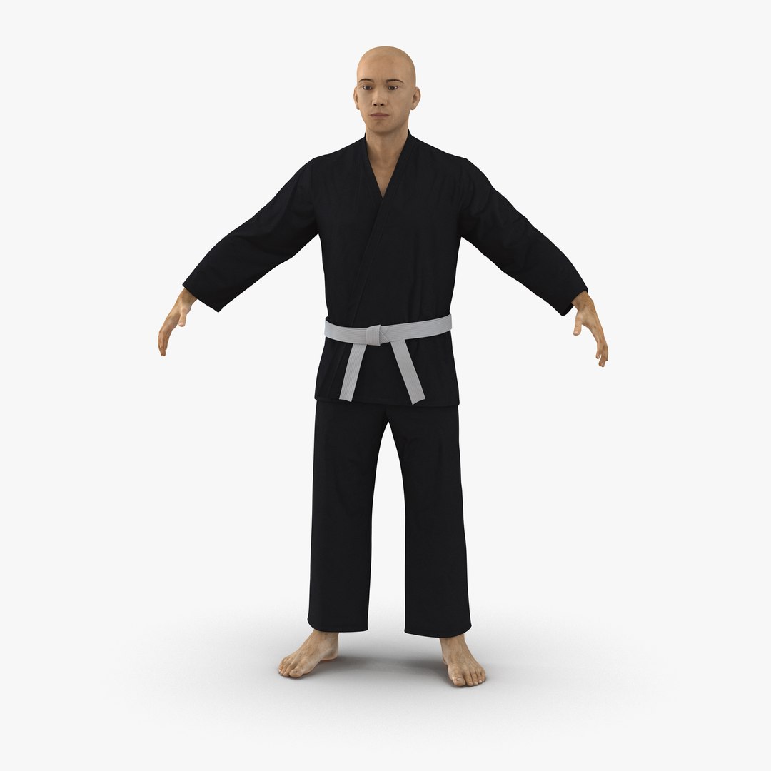 Japanese Karate Fighter Black Suit 3D Model 3D model preview