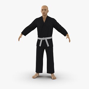 Japanese Karate Fighter Black Suit 3D Model