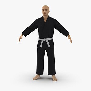Japanese Karate Fighter Black Suit 3D Model