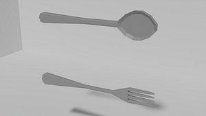 Low poly Fork and Spoon