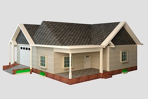 american house exterior realistic 3D
