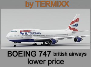 3ds max airplane boeing 747 british airways