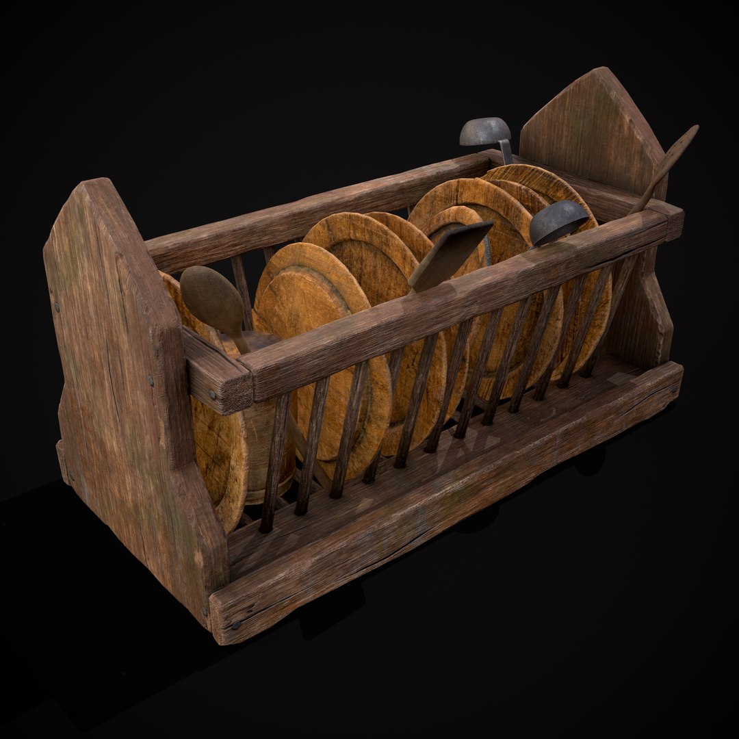3D Medieval Small Dish Rack Model - TurboSquid 2384866