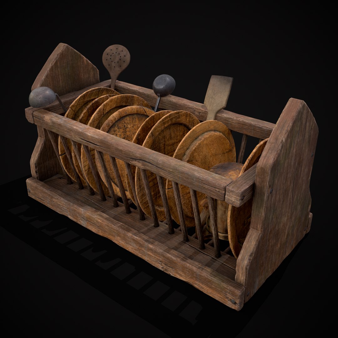 3D Medieval Small Dish Rack Model - TurboSquid 2384866