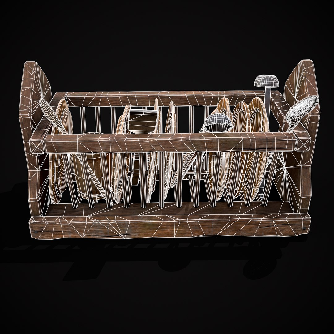 3D Medieval Small Dish Rack Model - TurboSquid 2384866