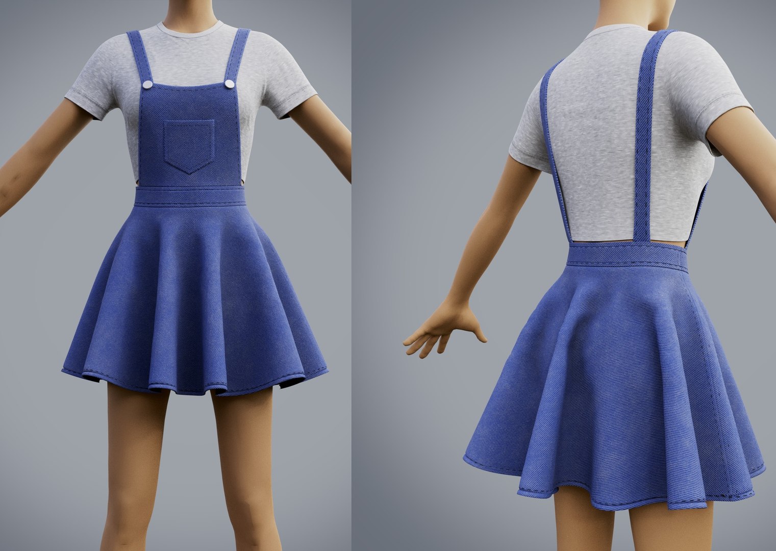 MODEL OFF DUTY DROP | small denim dungaree skirt dress – remass