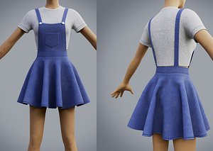 3D skater dress - denim