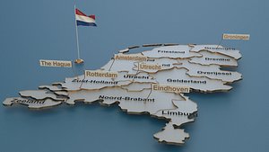 Netherlands detailed Map with Animated Flag