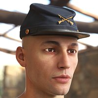 Civil War Union Kepi Hat on Male Head Blue