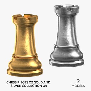 Chess Pieces 02 Gold and Silver Collection 04 - 2 models 3D model