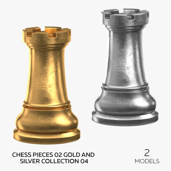 Chess Pieces 02 Gold and Silver Collection 04 - 2 models 3D model