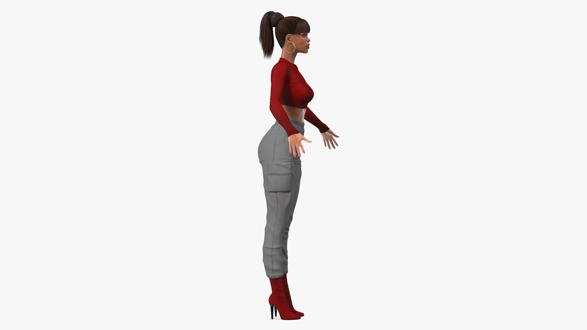 Light Skin City Style Woman Rigged for Cinema 4D 3D model preview