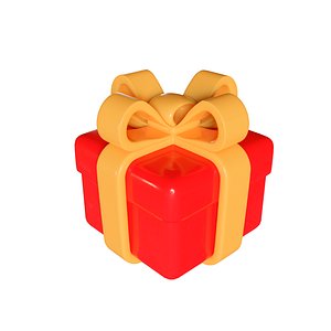 gift box red color with yellow ribbon bow 3D model