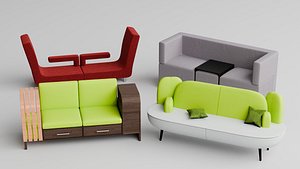 3D Modern Sofa Set 3D Models Pack model
