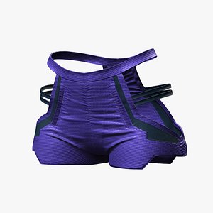 Futuristic Purple Shorts - Game-Ready 3D Outfit 3D