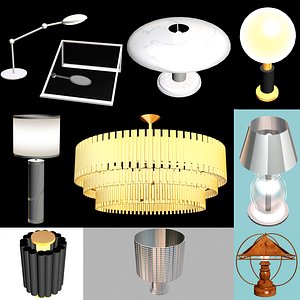 Table Lamps Lights and Chandelier 3D model