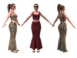 3D realistic female character skirting model