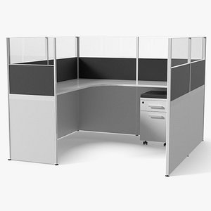 3D Modular Office Cubicles Kit Game Ready model