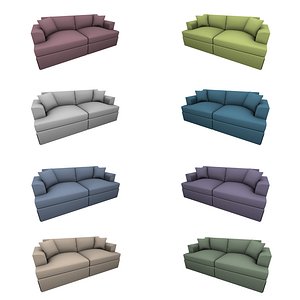 3D double seat sofa subdividable model