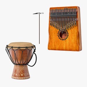 3D African Music Instruments Collection