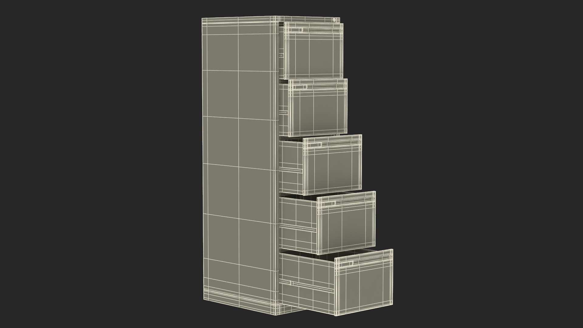 Filing Cabinet 5 Drawer Red 3D - TurboSquid 2223776