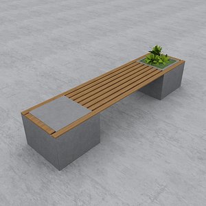 3D street bench modern seat model