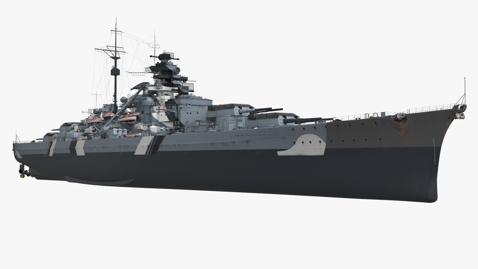 Heavy Warship with Atlantic Hull Stripes Gray Rigged