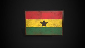 Old Picture Frame With Ghana  Flag - Game Ready PBR Low-poly 3D Model 3D model