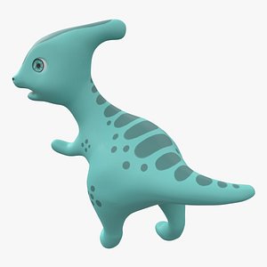 3D cartoon baby parasaurolophus model