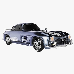 3D Retro Sport Car Mercedes SL Indigo