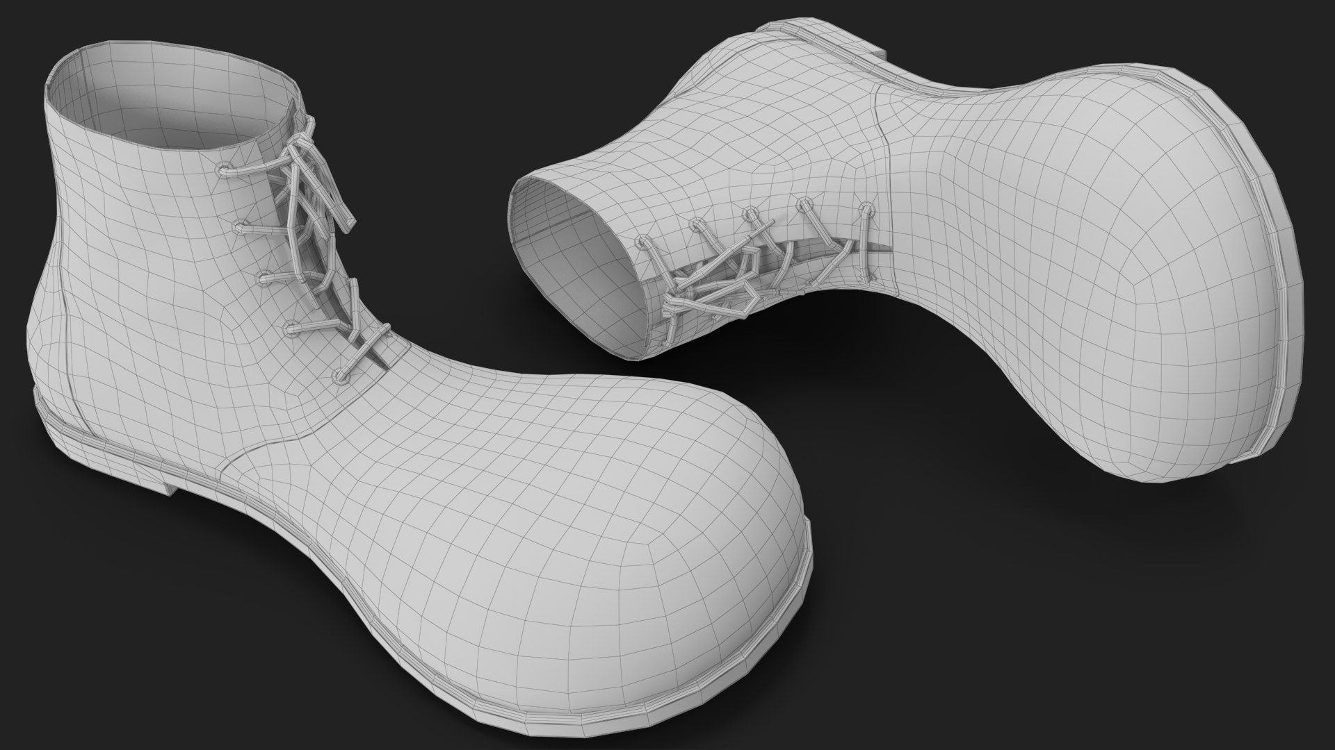 Clown Shoes v 4 3D https://p.turbosquid.com/ts-thumb/HB/uQYAdh/Pw/wireframe_06/jpg/1638765340/1920x1080/fit_q87/0e0bd233f151be82b47017d55f9a402f04cf4c27/wireframe_06.jpg