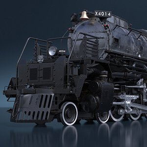 3D Locomotive Big Boy with Trailed Tender Rigged for Maya model