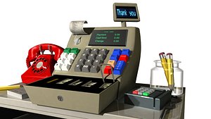 3d model of cartoon cash register