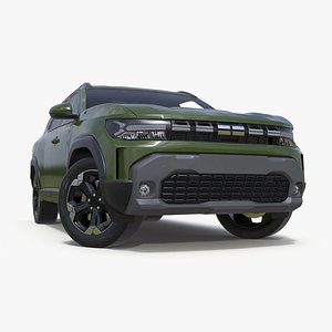 Modern Crossover SUV Green Rigged for Cinema 4D