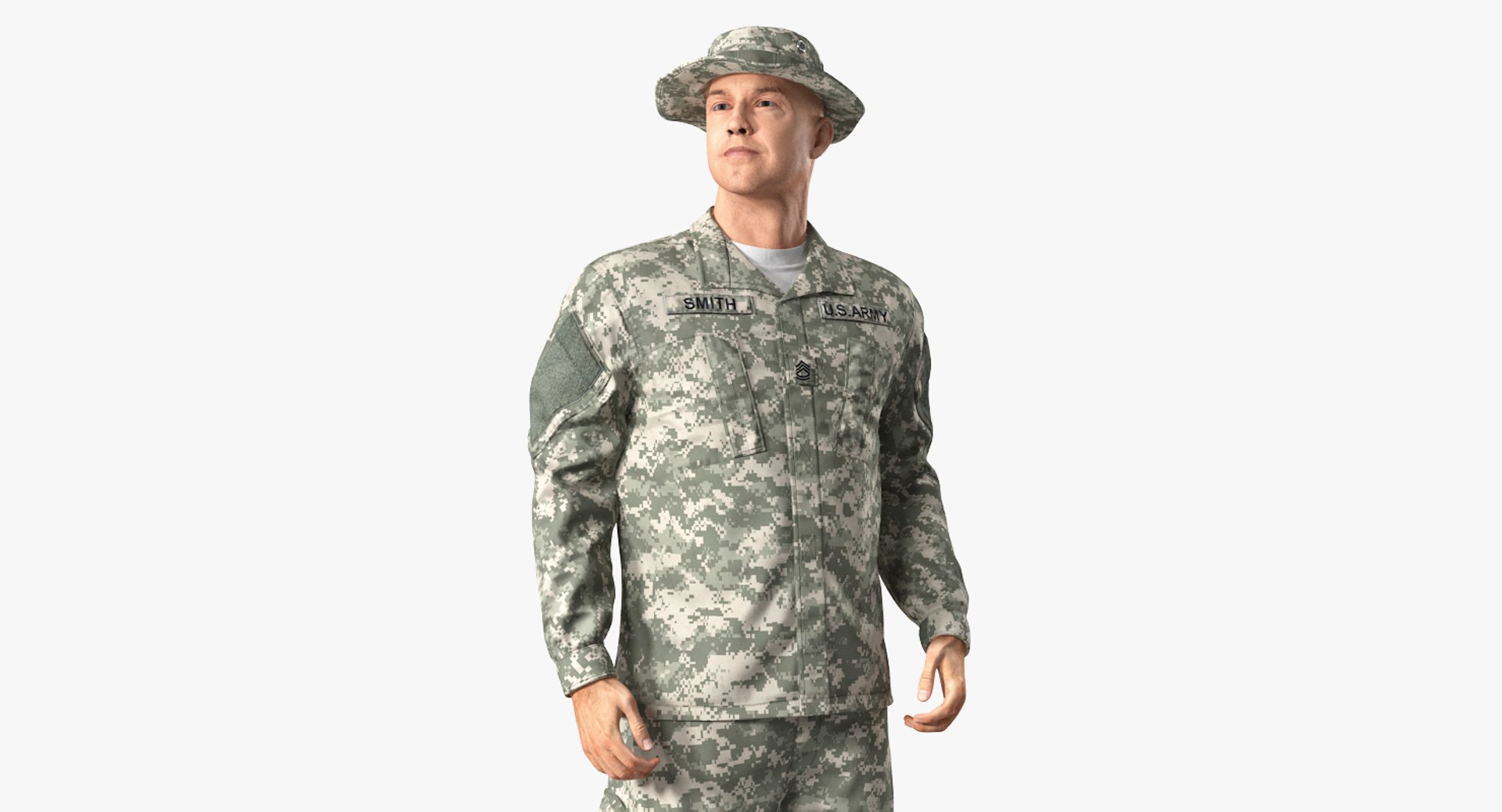 US Army Soldier Military ACU Rigged for Cinema 4D 3D model preview