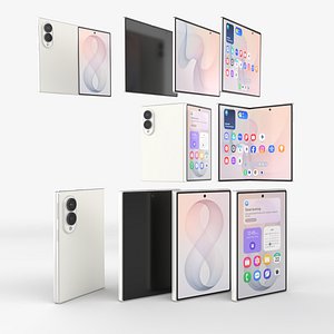 3D Cream Samsung Galaxy Fold 8 - Rigged  Animated model