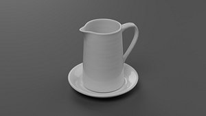 Classic Ceramic Jug with Saucer Set 3D model