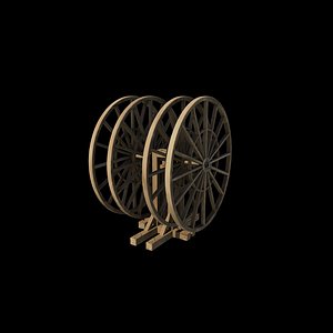 Watermill wheel 03 3D model model