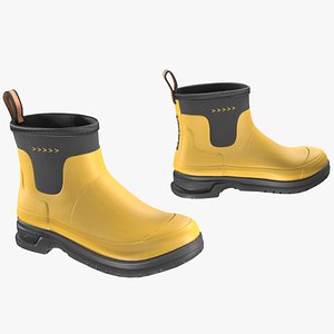 Yellow Short Rubber Boots 3D model
