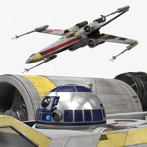 Starfighter X-Wing with Droid R2-D2 Rigged