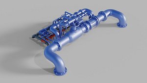 high detail industrial pipes model
