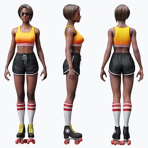 3D Roller african female model