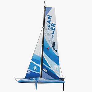 Yacht Hydrofoil Sailing Boat Blue All PBR Unity UE Textures