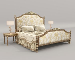 Classic European Style Bed Set 71 3D model