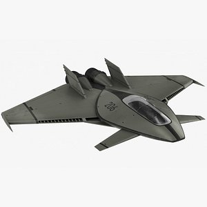 Futuristic Stealth Fighter Aircraft Rigged for Cinema 4D 3D model