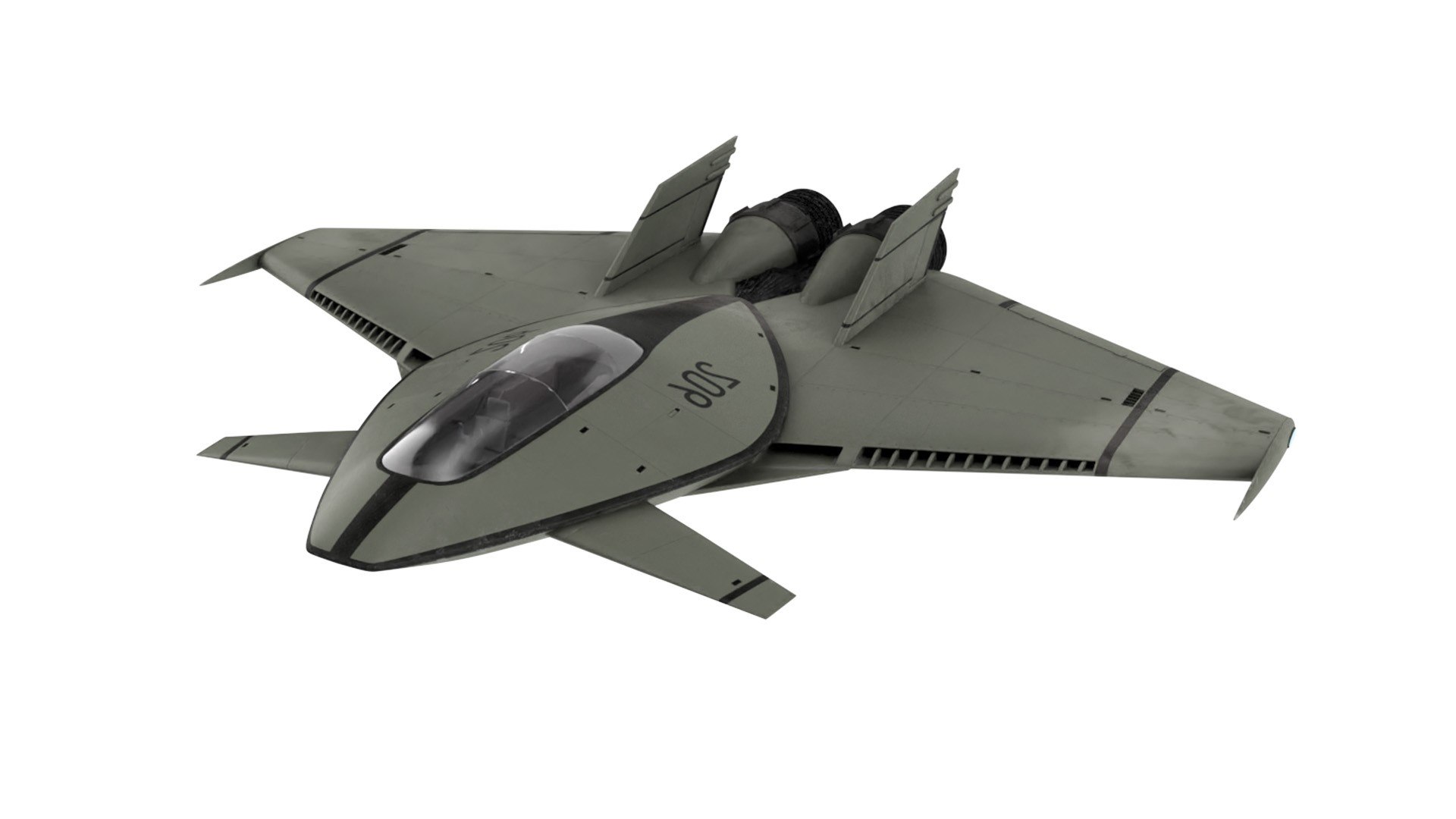 Futuristic Stealth Fighter Aircraft Rigged for Cinema 4D 3D model preview
