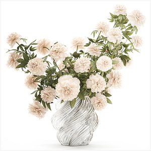 Delicate formal bouquet glass vase peony flowers decor
